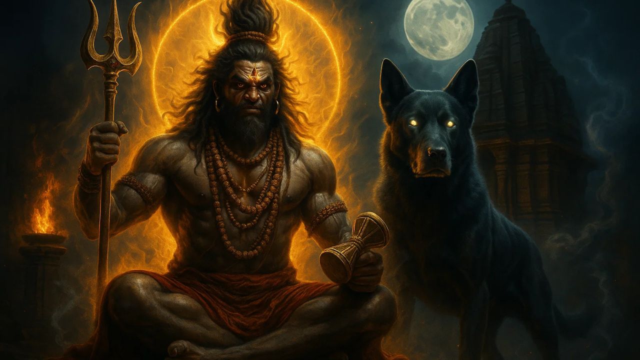 Symbolic picture of Lord Bhairava and his vehicle dog