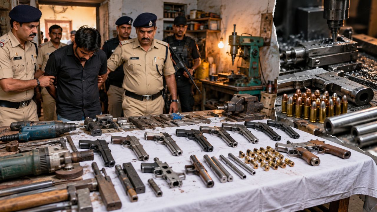 पुलिस और STF द्वारा आरोपी को गिरफ्तार करने की AI Generated तस्वीर