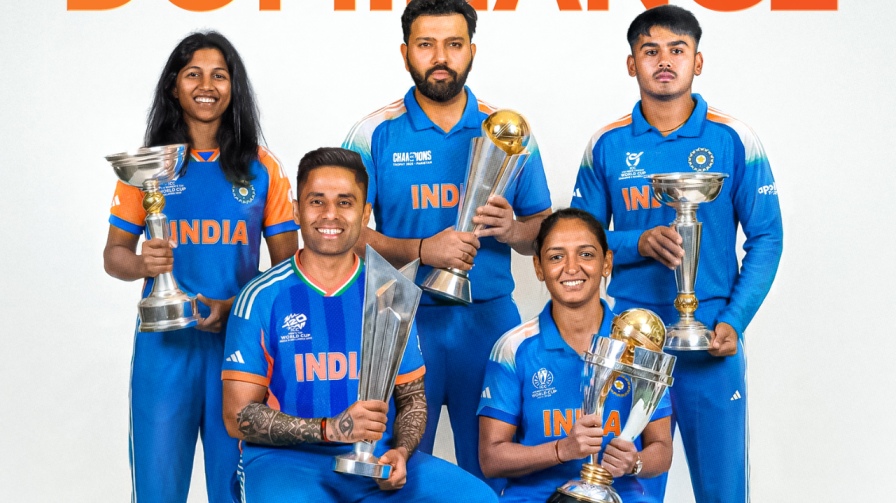 हालिया समय में ICC ट्रॉफी जीतने वाली भारतीय टीमों के कप्तान, Photo Credit: ICC/X 