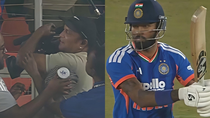 Hardik Pandya shot hits the cameraman