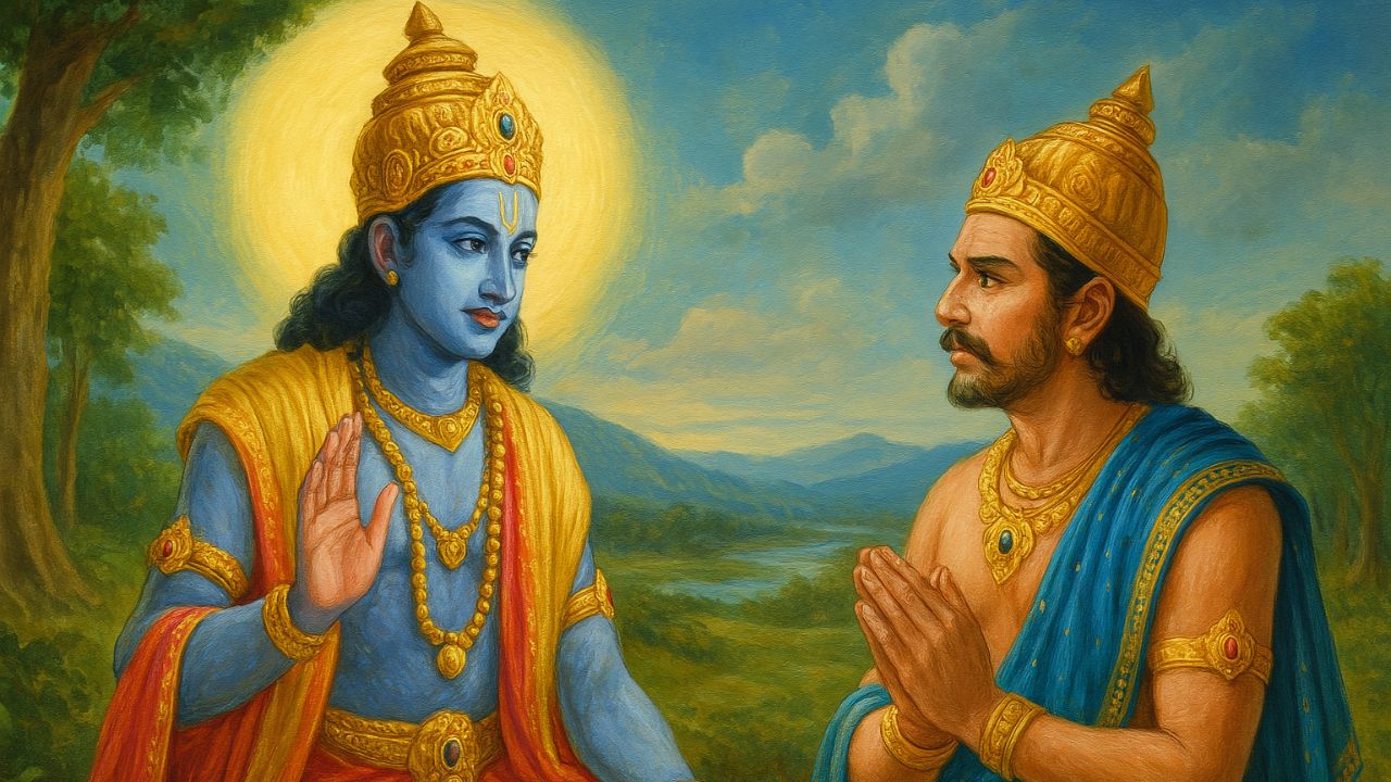 Image of Bhagwan Vishnu and Indra