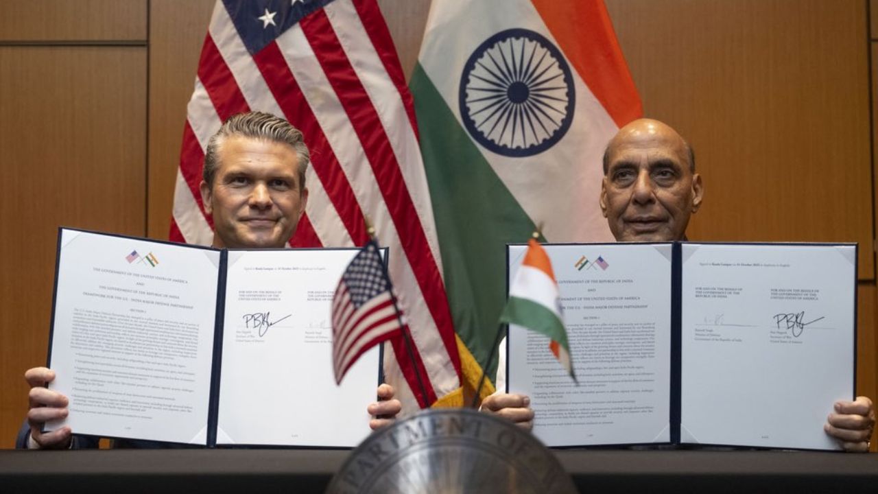 Pete Hegseth and Defence Minister Rajnath Singh