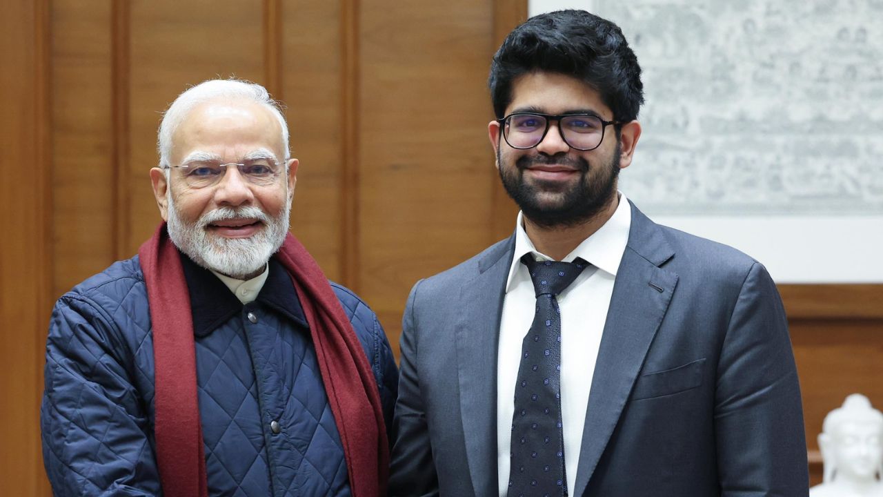 Prime Minister Narendra Modi and Arvind Srinivas.